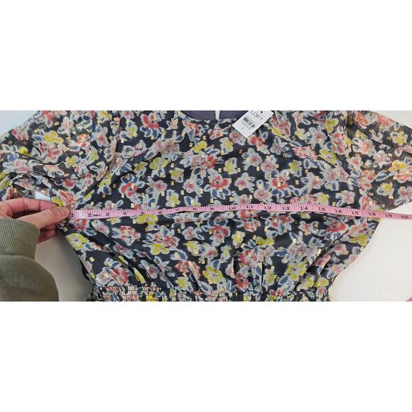 Loft Sheer Lined Midi Dress Floral Shimmery Size Small - Picture 6 of 7